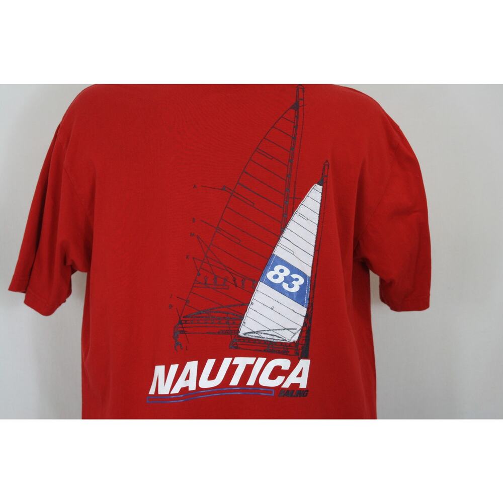 Vintage Nautica Sailing T Shirt Mens XL Red Double Sided Sailboat NS-83 Y2K - Picture 3 of 5
